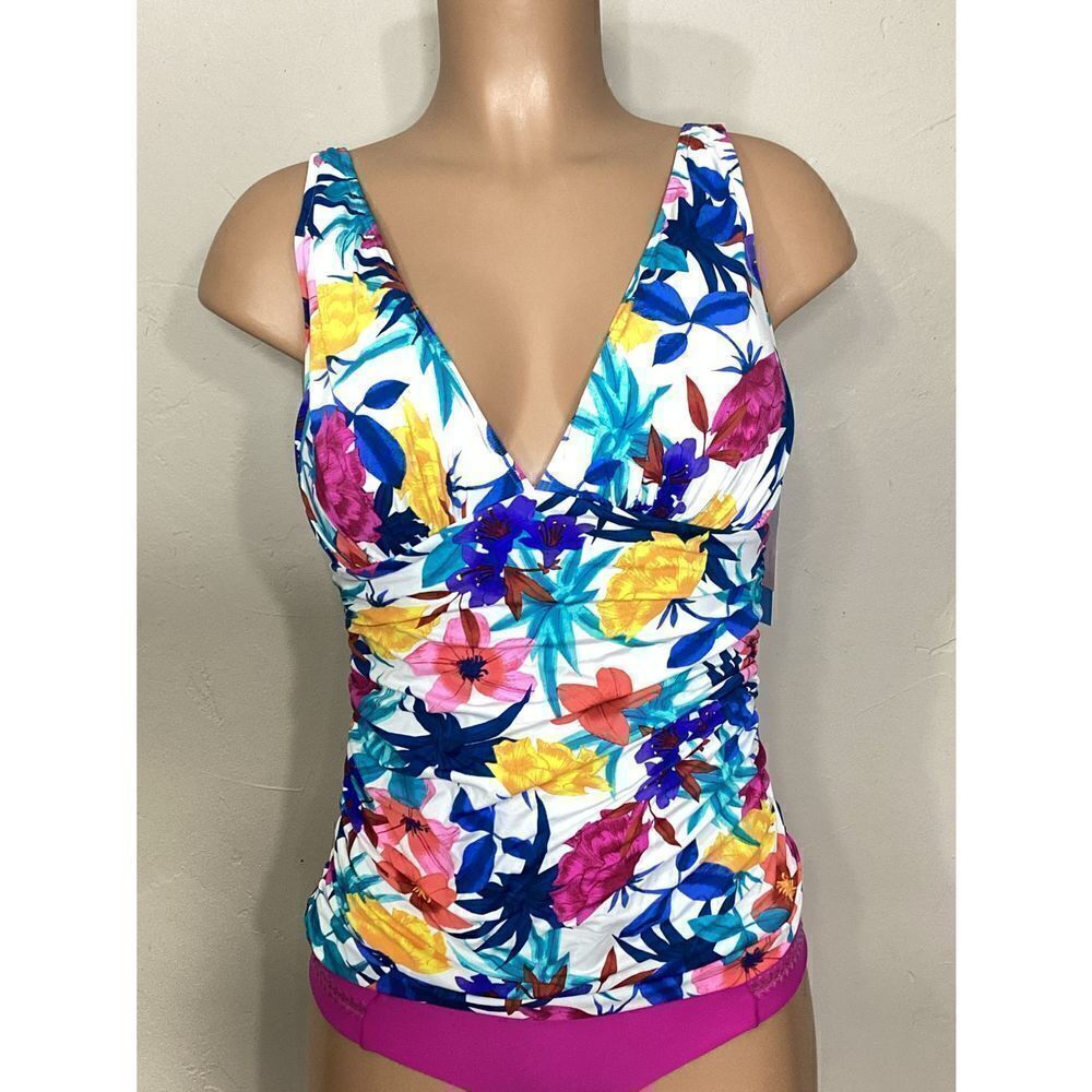 New. Blue Rod Beattie floral tankini top. - Picture 4 of 8